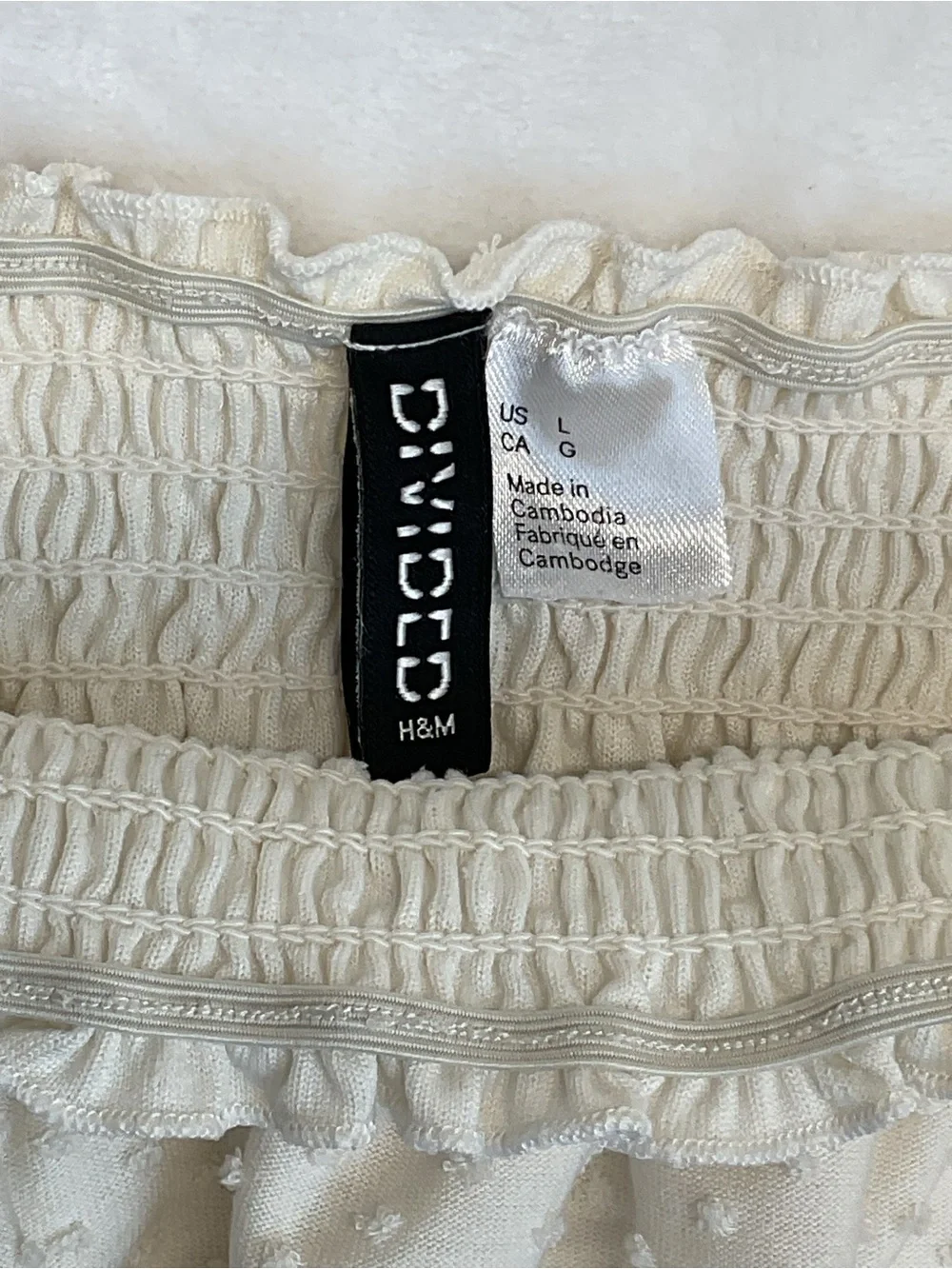 H&M Cream Off-Shoulder Swiss Dot Crop Top